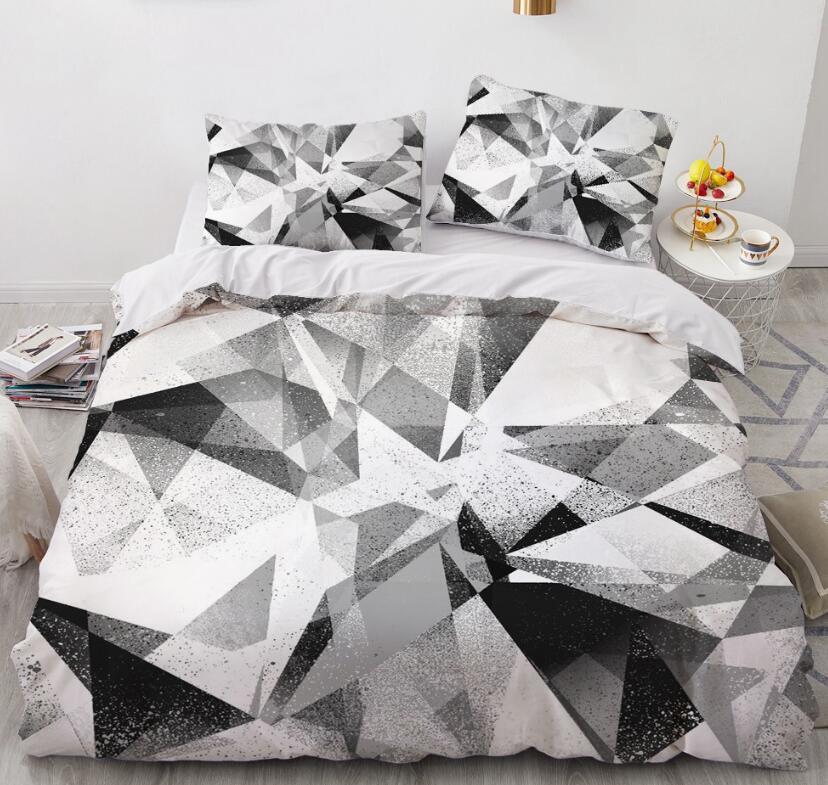 3D Black Gray Triangle 7774 Bed Pillowcases Quilt