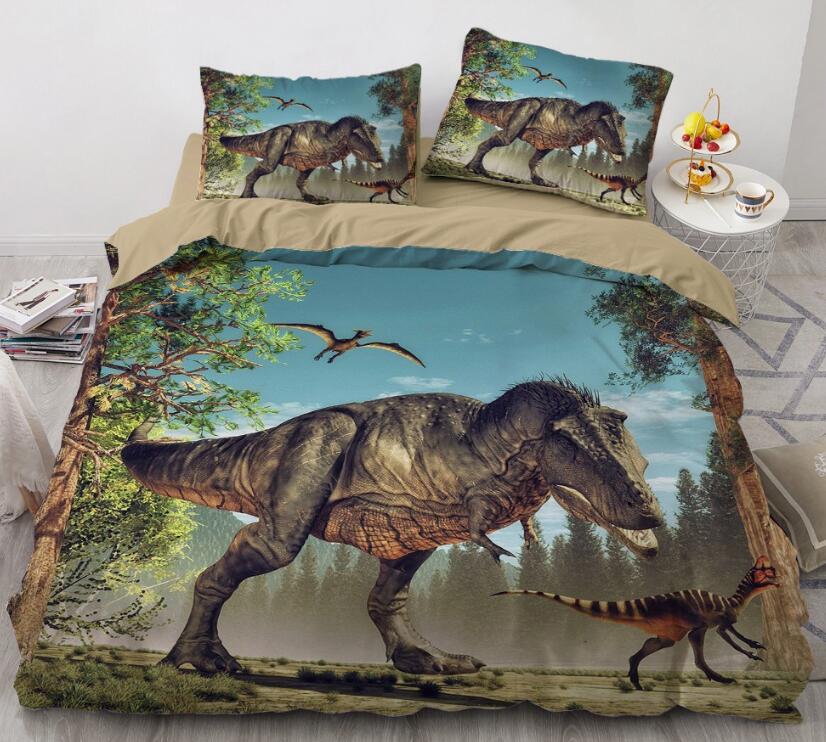 3D Dinosaur Forest 7750 Bed Pillowcases Quilt
