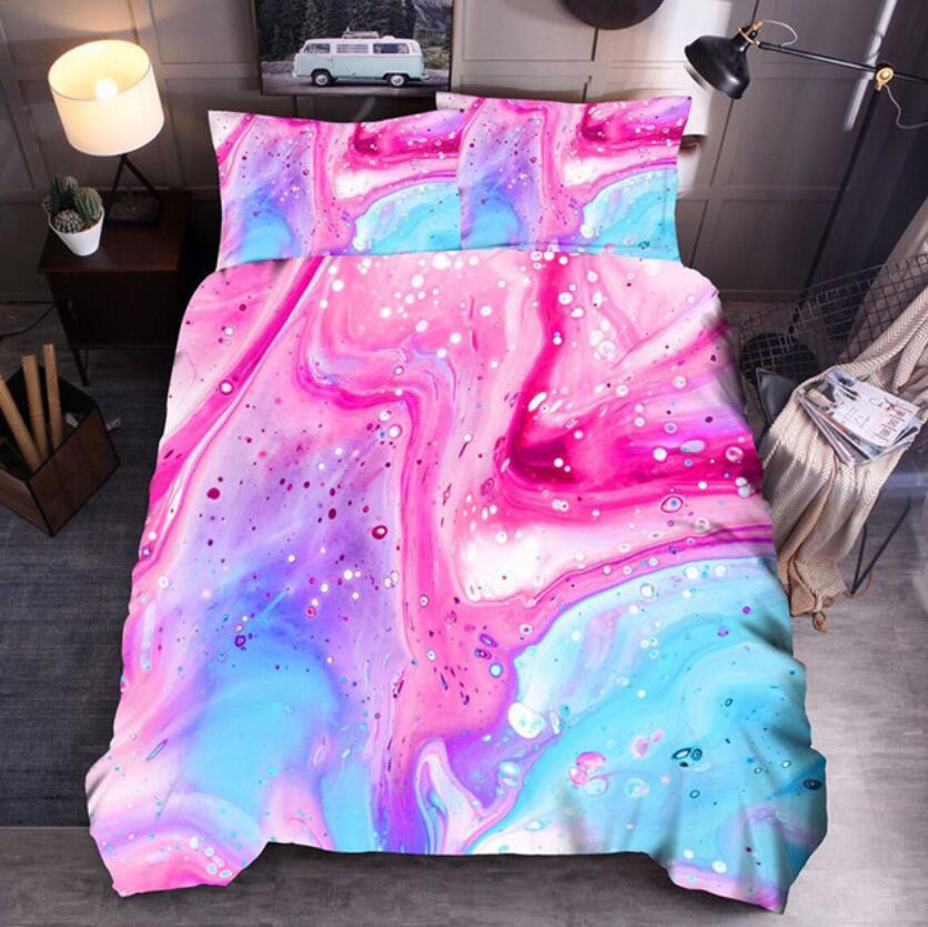 3D Pink Blue Flowing Liquid 6694 Bed Pillowcases Quilt