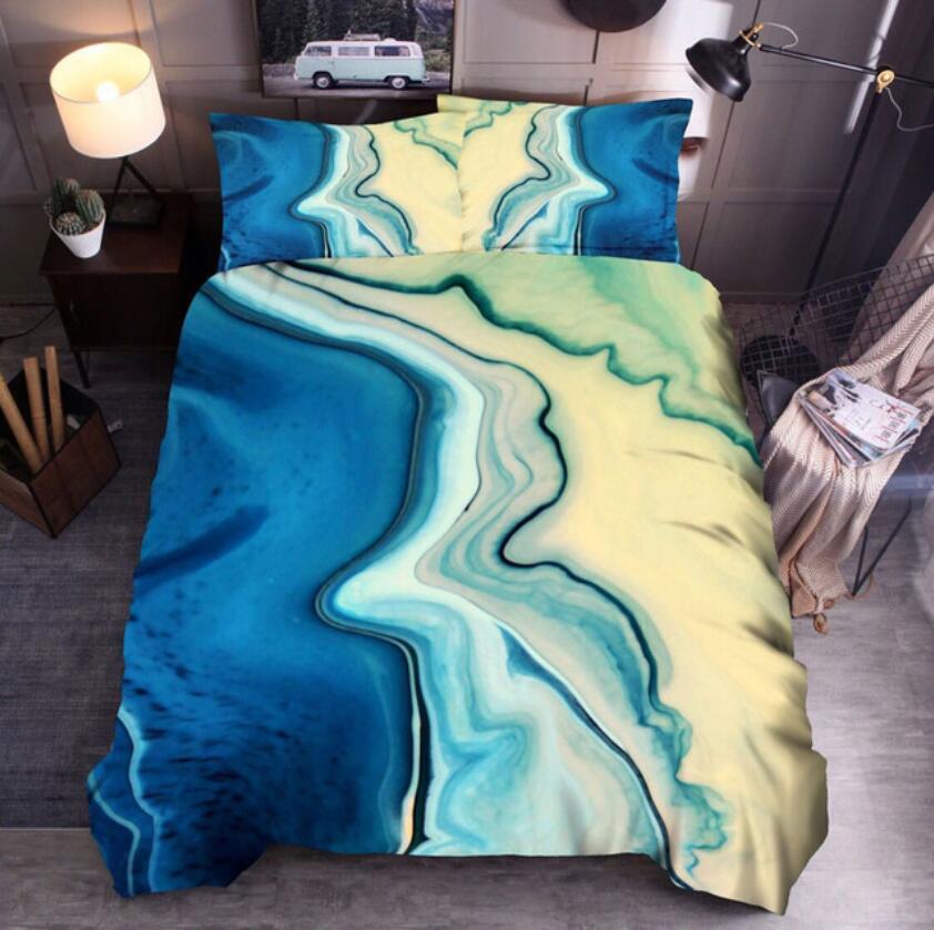 3D Blue-Green Streamline 66149 Bed Pillowcases Quilt