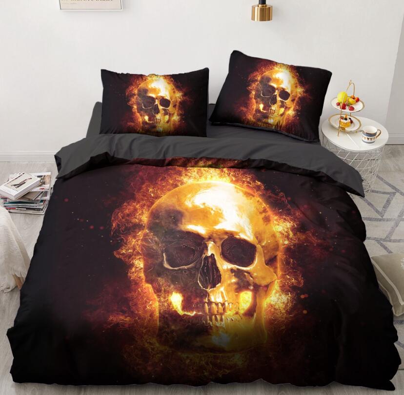 3D Flame Head 111 Bed Pillowcases Quilt