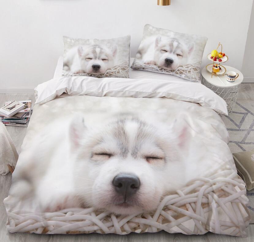 3D Puppy Husky 7788 Bed Pillowcases Quilt
