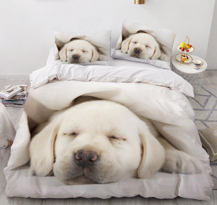 3D White Puppy 7790 Bed Pillowcases Quilt