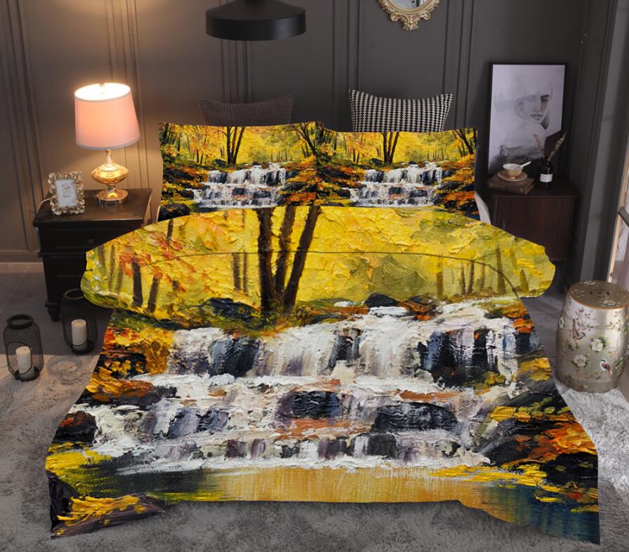 3D Painting Waterfall 6626 Bed Pillowcases Quilt