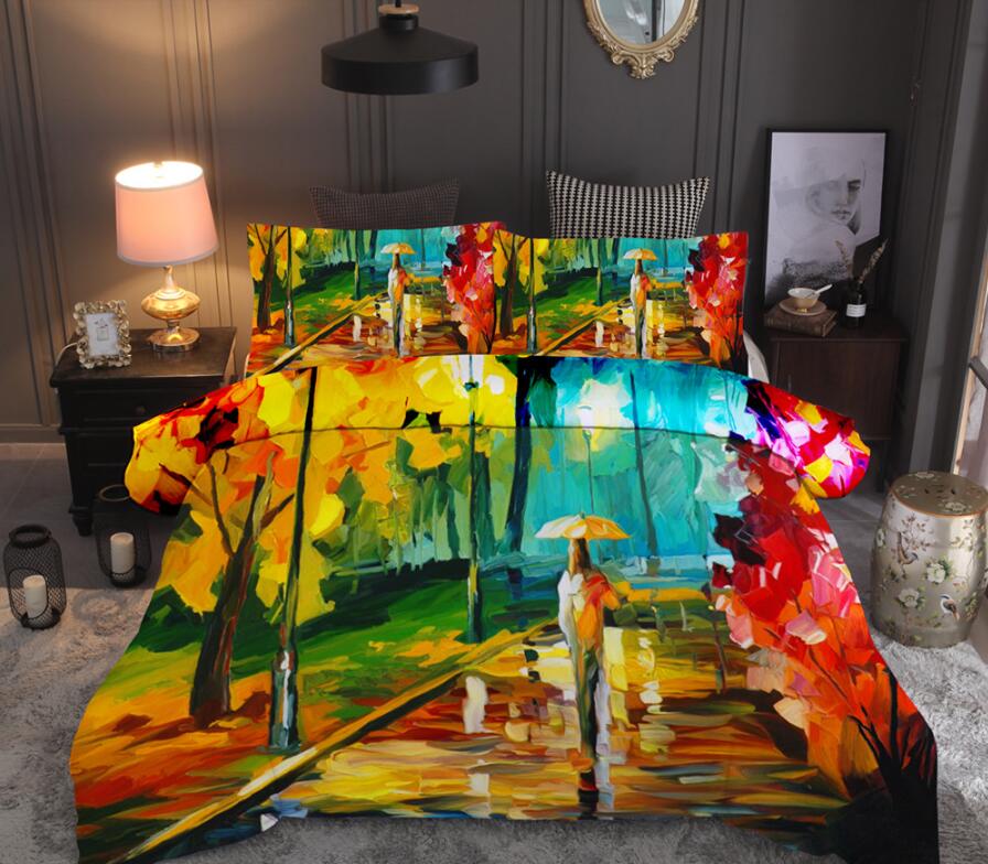 3D Oil Painting Street 66151 Bed Pillowcases Quilt