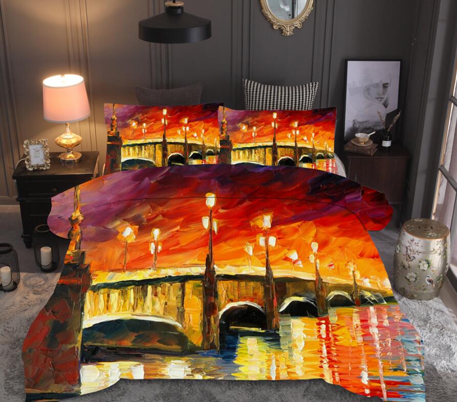 3D Painting Bridge 6662 Bed Pillowcases Quilt
