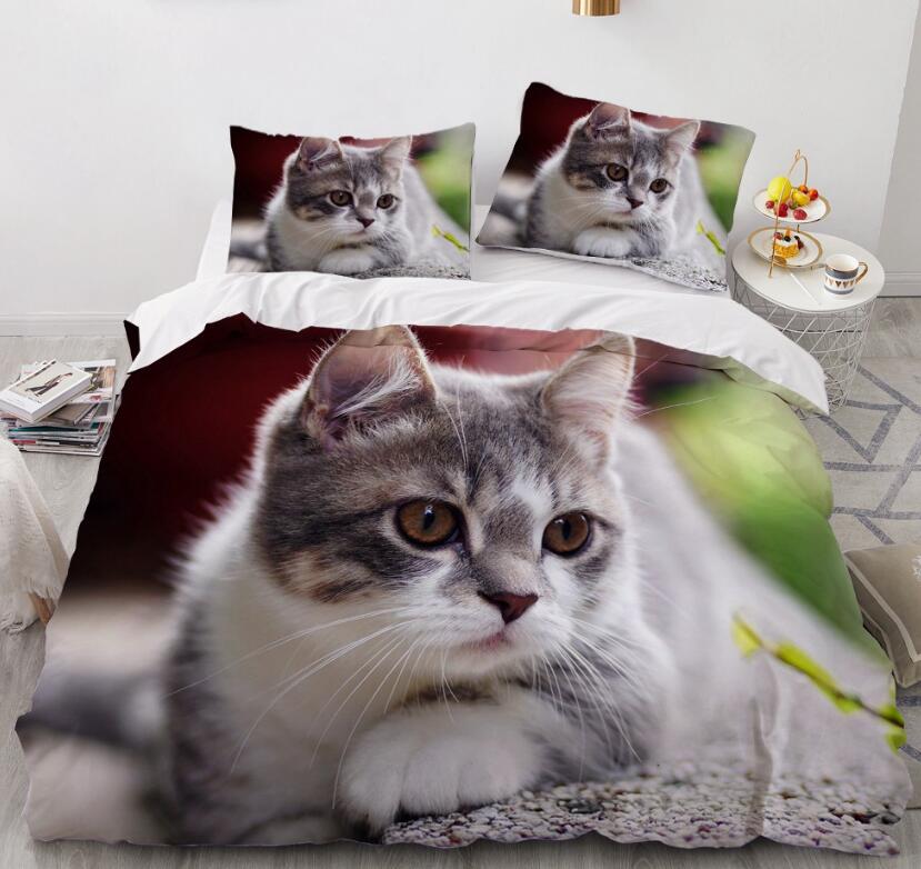 3D Cat Lovely 77130 Bed Pillowcases Quilt