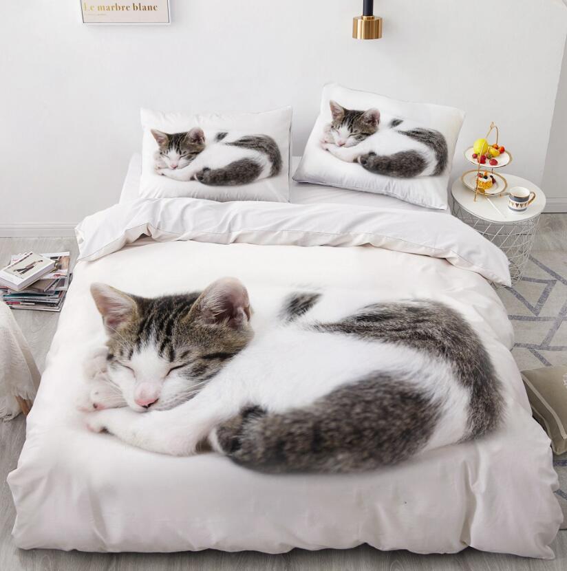 3D Cat Go To Bed 77131 Bed Pillowcases Quilt
