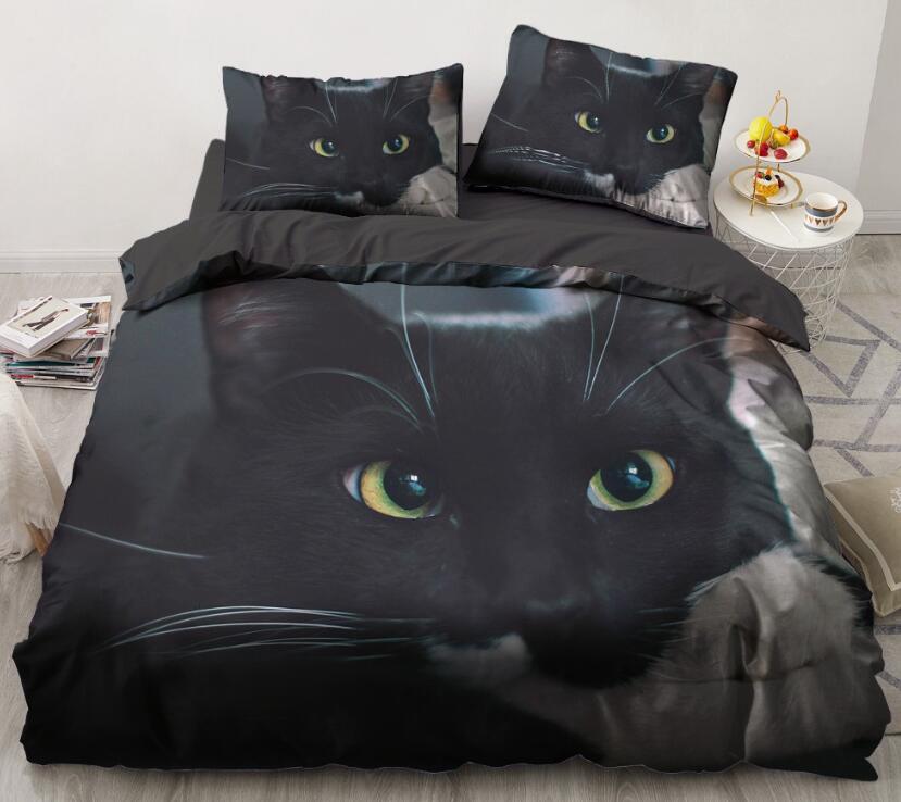 3D Cute Black Cat 77133 Bed Pillowcases Quilt