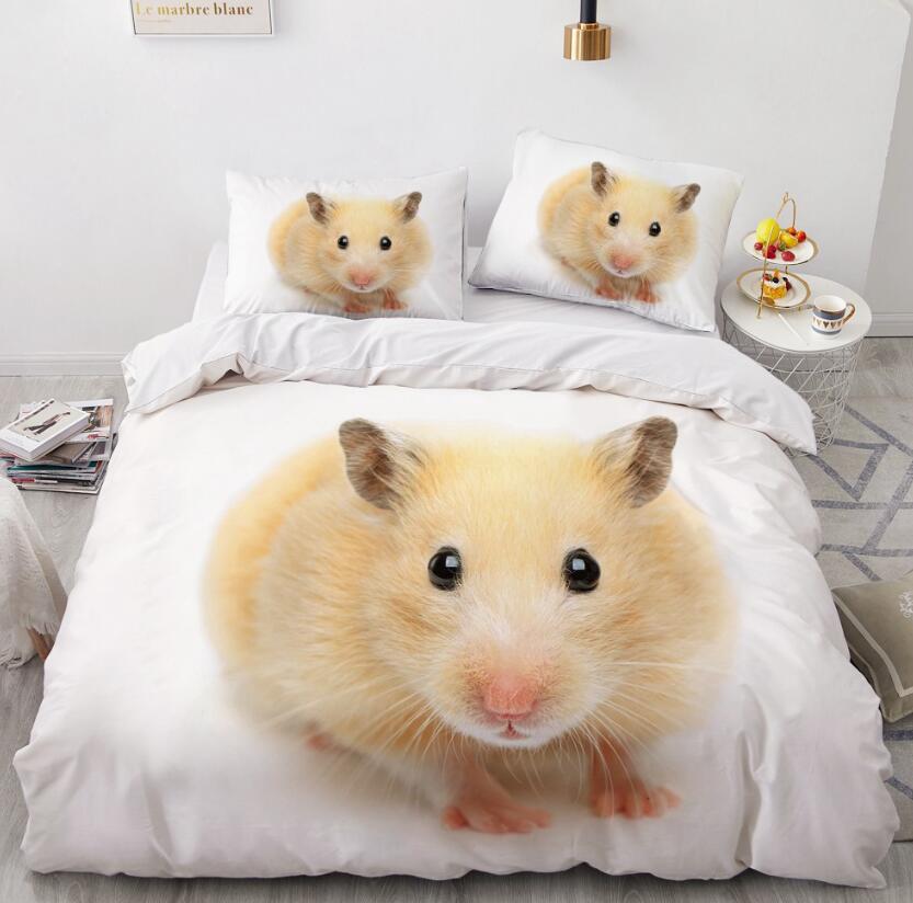 3D Little Hamster 77136 Bed Pillowcases Quilt