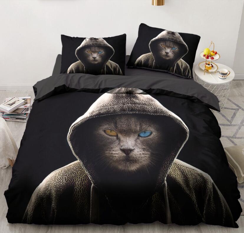 3D Cat Wear A Hat 77108 Bed Pillowcases Quilt
