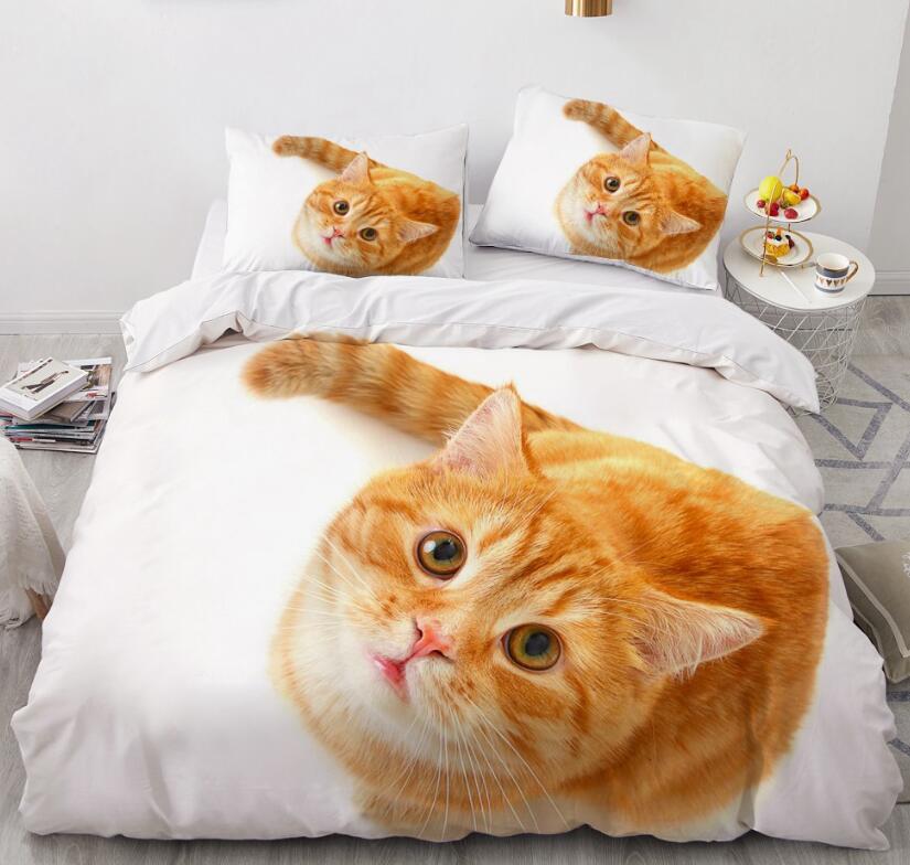 3D Orange Cat 77110 Bed Pillowcases Quilt
