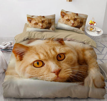 3D Big Orange Cat 77112 Bed Pillowcases Quilt
