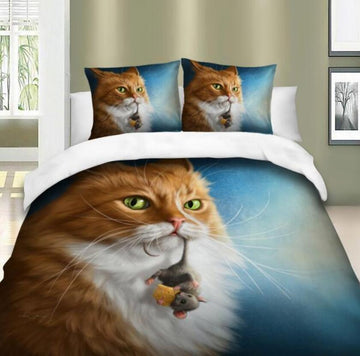 3D Cat Mouse 6634 Bed Pillowcases Quilt