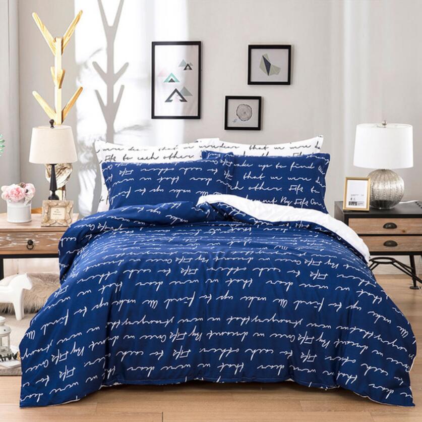 3D Navy Blue English 77190 Bed Pillowcases Quilt