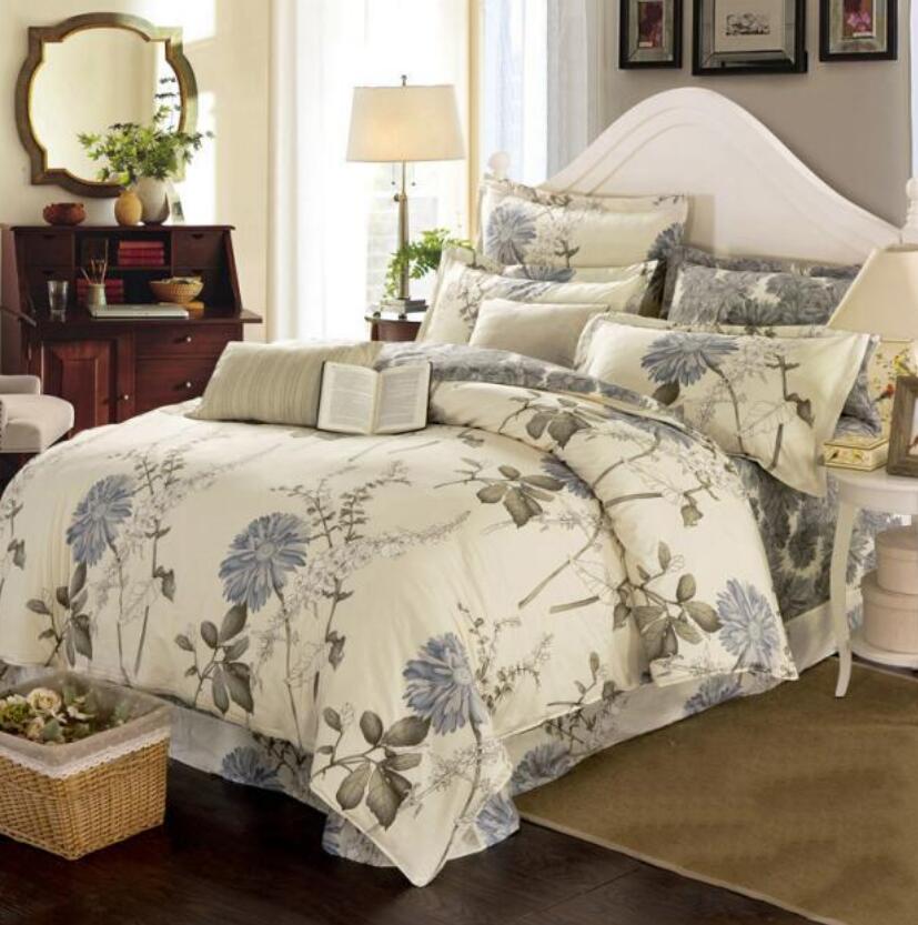 3D Gray Blue Flowers 66160 Bed Pillowcases Quilt