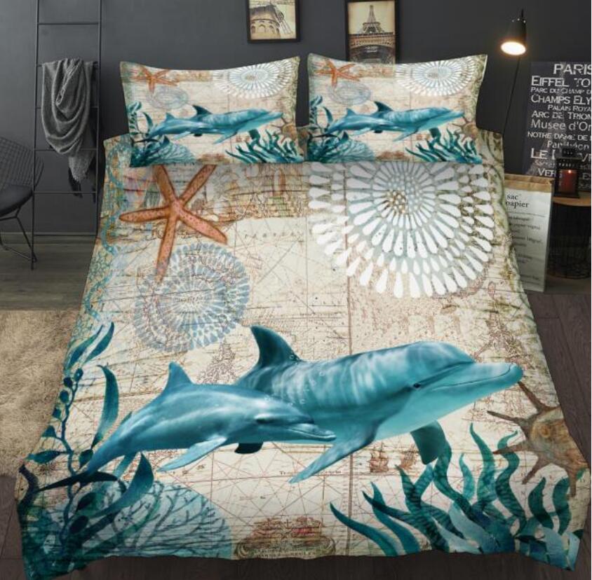 3D Dolphin Seaweed 66107 Bed Pillowcases Quilt