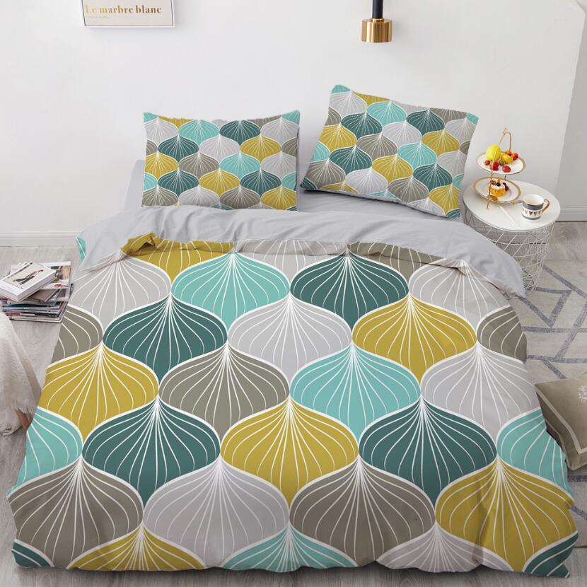 3D Green Yellow 88200 Bed Pillowcases Quilt