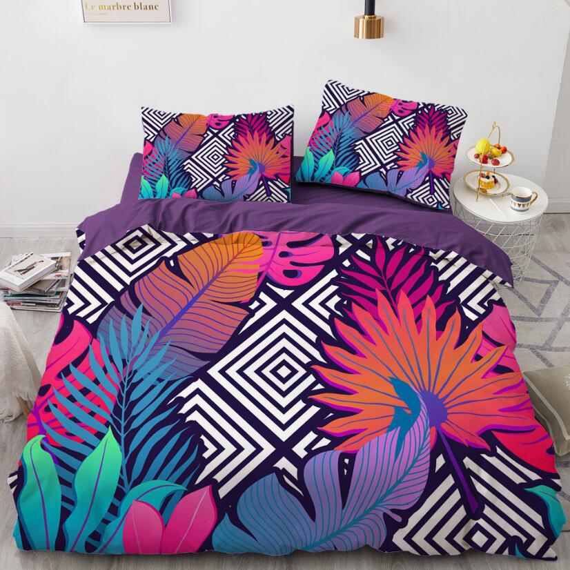 3D Color Leaves 7704 Bed Pillowcases Quilt