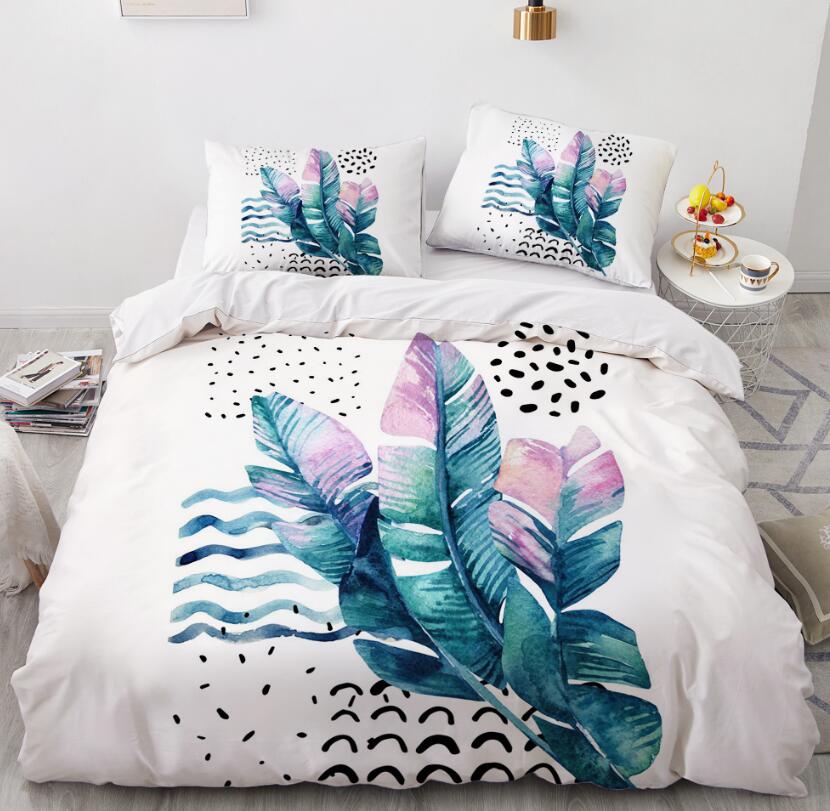 3D Leaves Point 7711 Bed Pillowcases Quilt