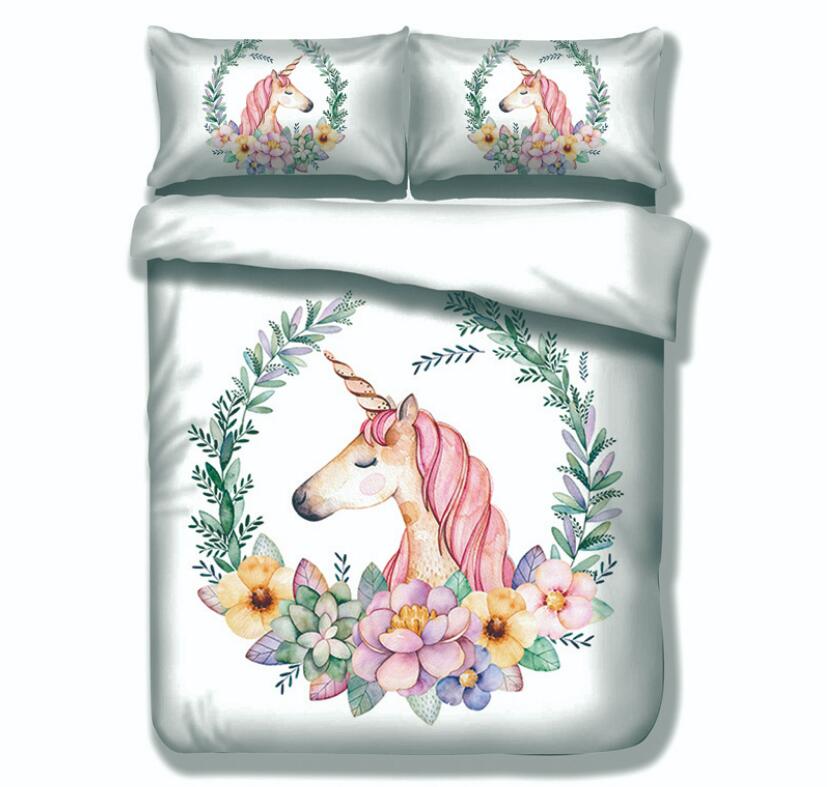 3D Unicorn Wreath 66116 Bed Pillowcases Quilt