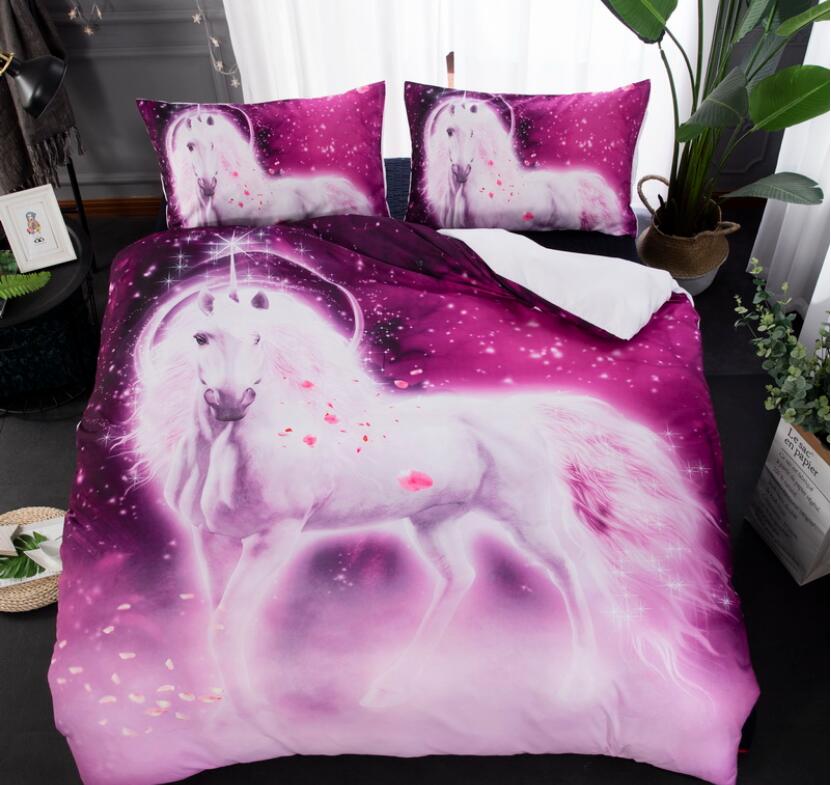 3D White Horse Aperture 66145 Bed Pillowcases Quilt