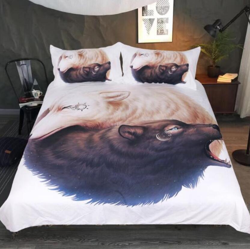 3D Black And White Wolf 77185 Bed Pillowcases Quilt