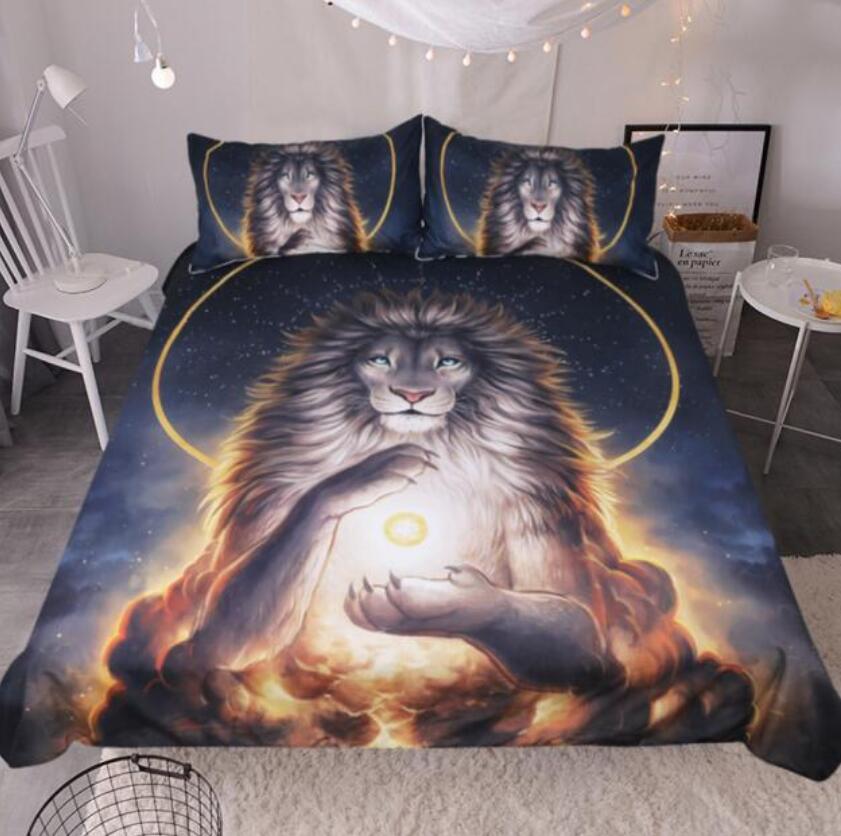 3D Lion Aperture 6605 Bed Pillowcases Quilt