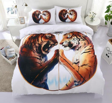 3D Double Tiger 6620 Bed Pillowcases Quilt