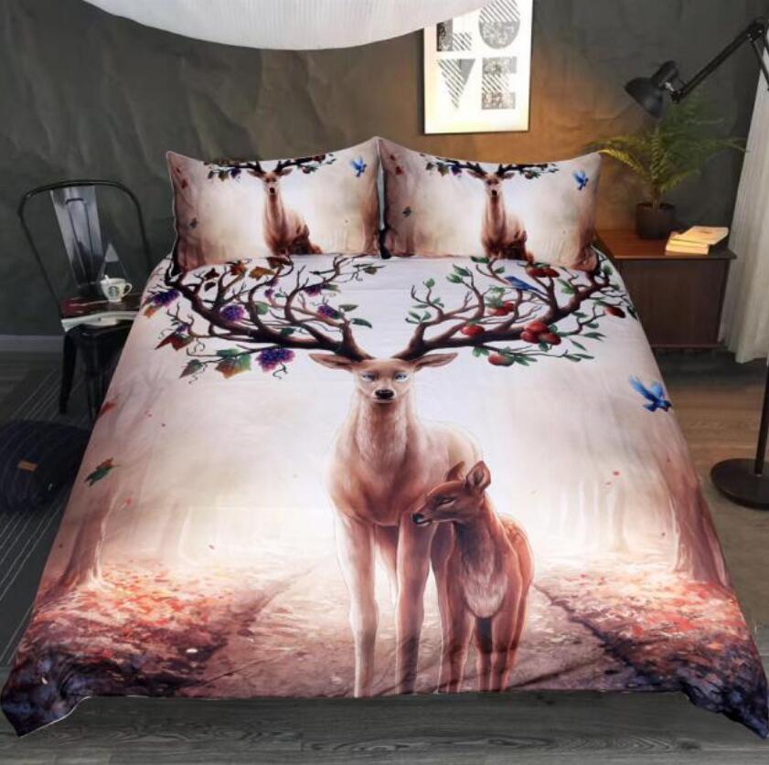 3D Road Deer 77195 Bed Pillowcases Quilt
