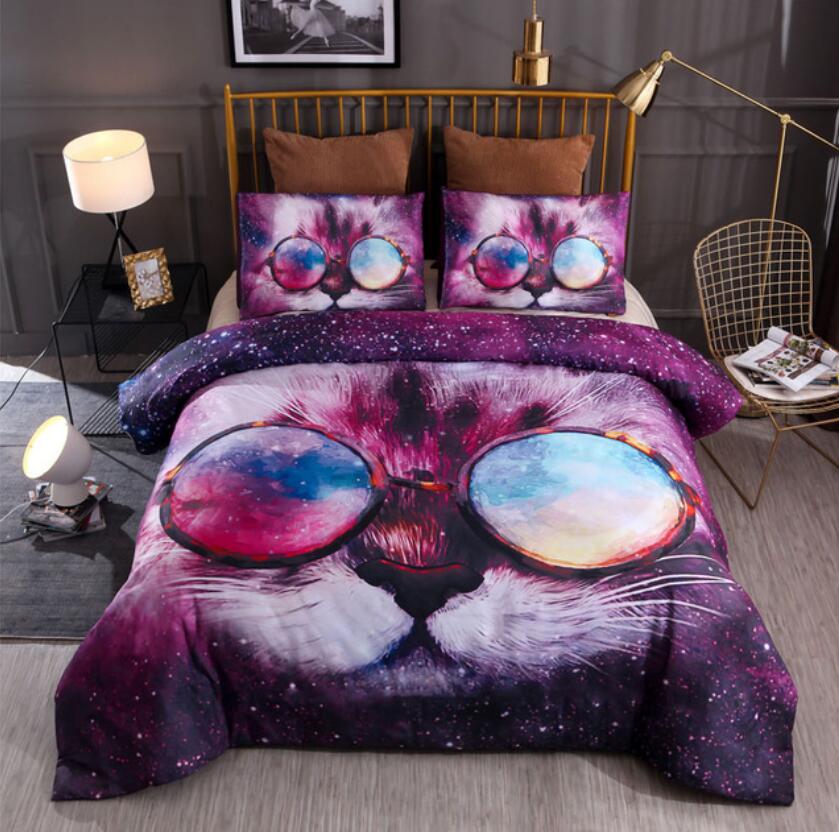 3D Cat Glasses 77199 Bed Pillowcases Quilt