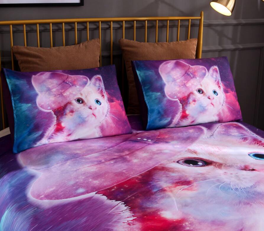 3D Pink Cat Hat 5526 Bed Pillowcases Quilt