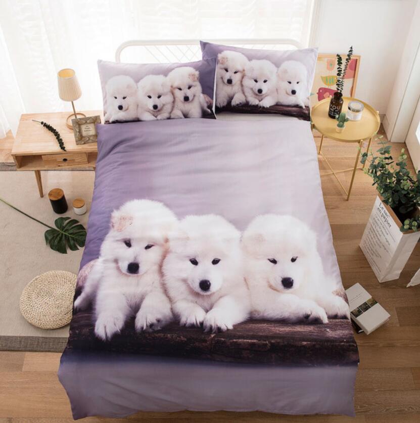 3D Three Little White Dogs 66118 Bed Pillowcases Quilt