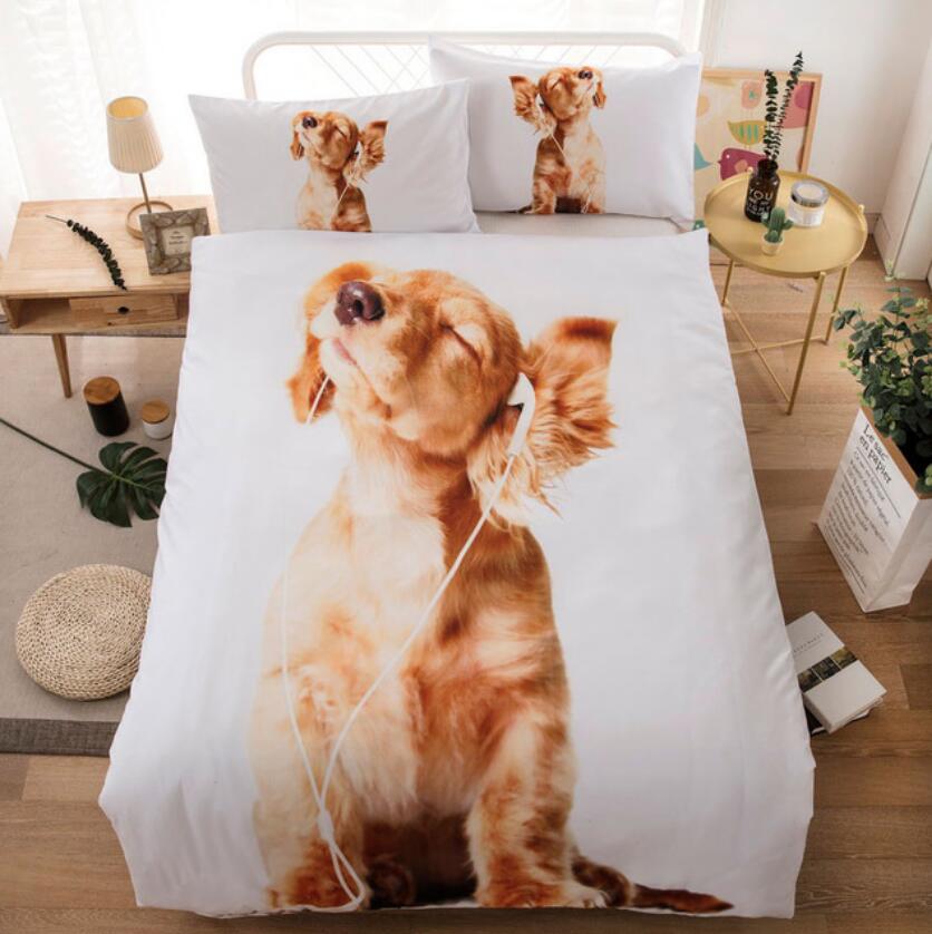 3D Golden Dog Headset 6652 Bed Pillowcases Quilt