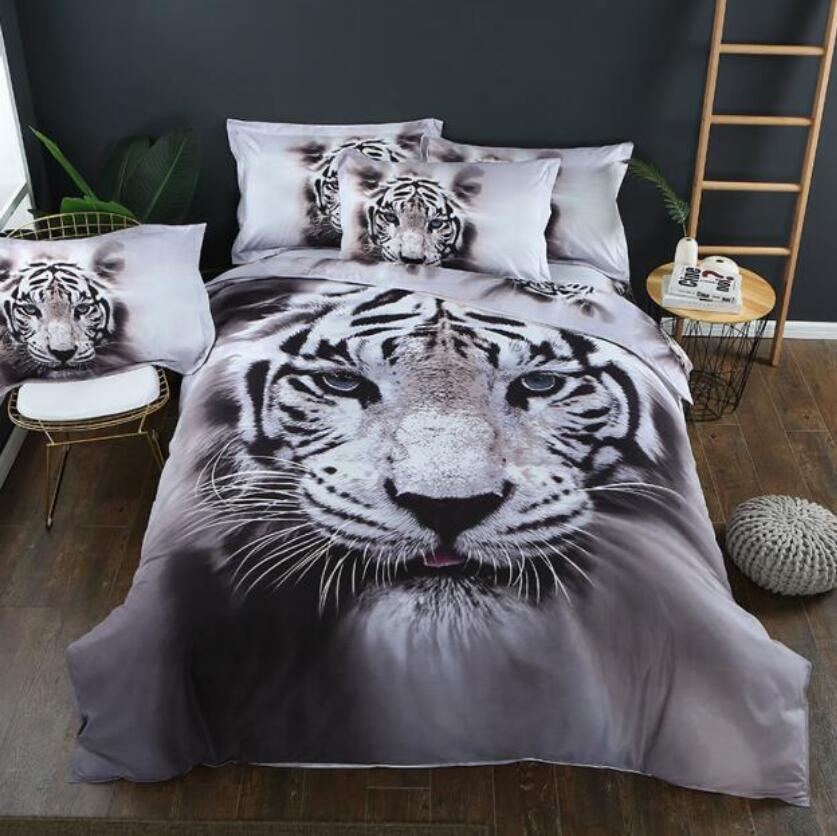 3D Grey Tiger 5519 Bed Pillowcases Quilt
