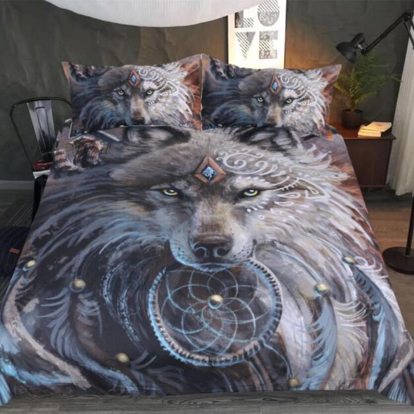 3D Wolf 6654 Bed Pillowcases Quilt