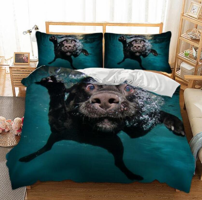3D Underwater Black Dog 5520 Bed Pillowcases Quilt