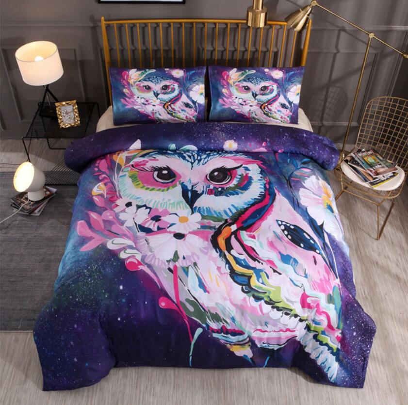 3D Flower Owl 77187 Bed Pillowcases Quilt