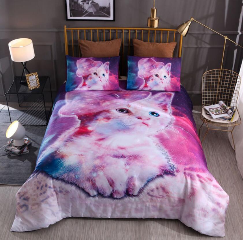 3D Purple Pink Cat 6607 Bed Pillowcases Quilt
