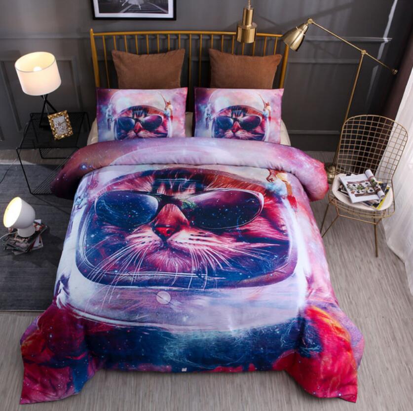 3D Glasses Cat 6602 Bed Pillowcases Quilt