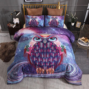 3D Starry Sky Owl 77192 Bed Pillowcases Quilt
