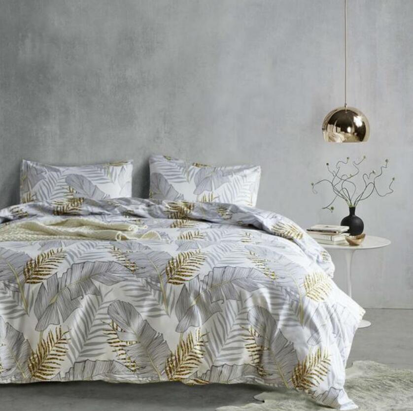 3D Golden Gray Feather 66187 Bed Pillowcases Quilt