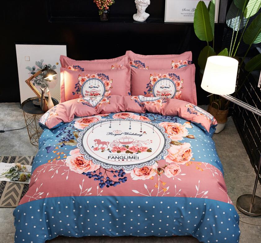 3D Pink Blue Flower 77180 Bed Pillowcases Quilt