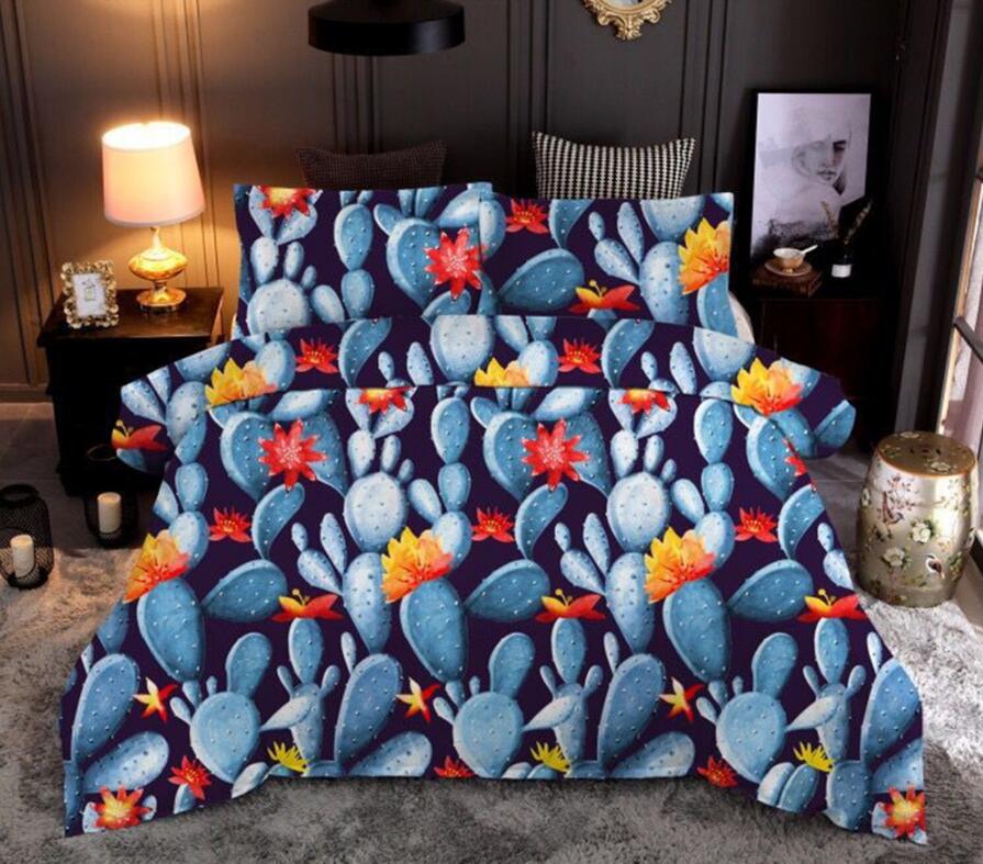 3D Cactus Blooming 6624 Bed Pillowcases Quilt
