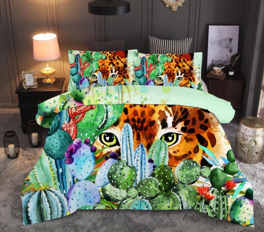 3D Cactus Tiger 66148 Bed Pillowcases Quilt