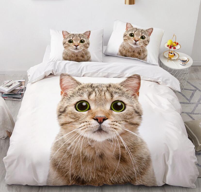 3D Tabby Cat 77114 Bed Pillowcases Quilt