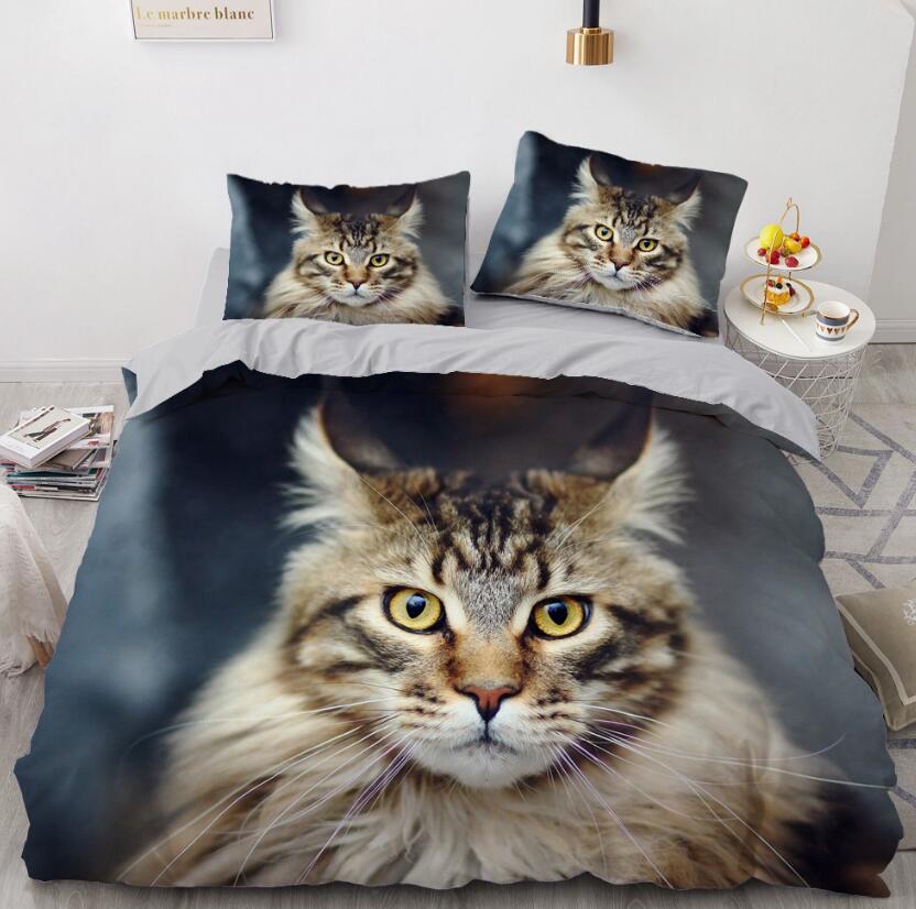 3D Long-Haired Cat 77116 Bed Pillowcases Quilt