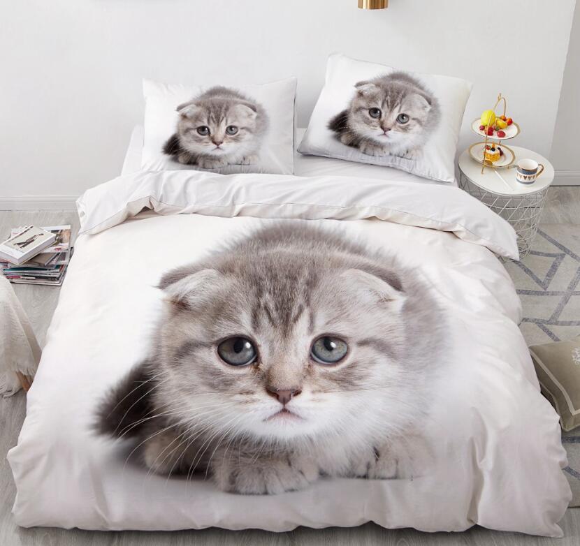 3D Gray Kitten 77120 Bed Pillowcases Quilt