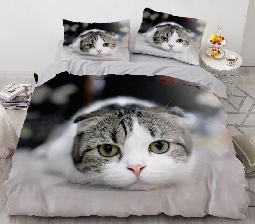 3D Cute Cat 77121 Bed Pillowcases Quilt