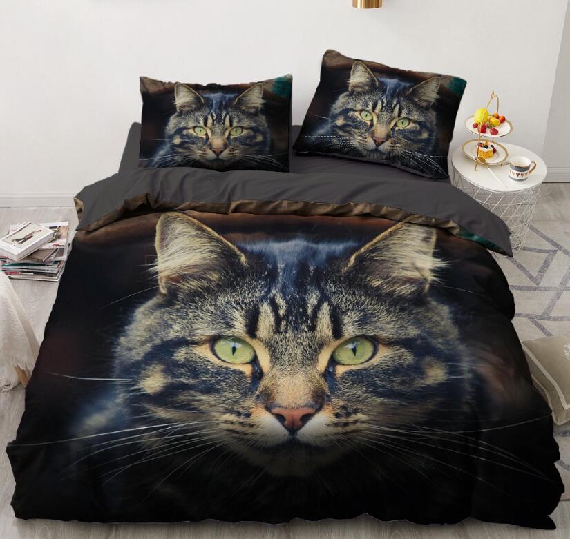 3D Tabby Cat Head 77124 Bed Pillowcases Quilt